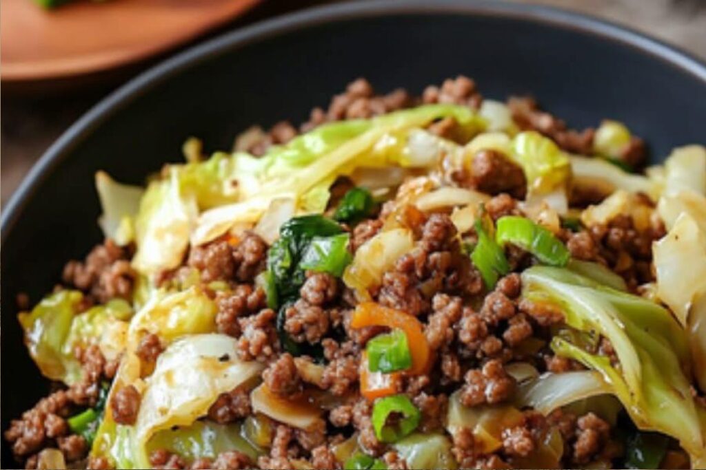 Refogado Chinês de Carne Moída e Repolho: Sabor, Praticidade e um Toque Oriental