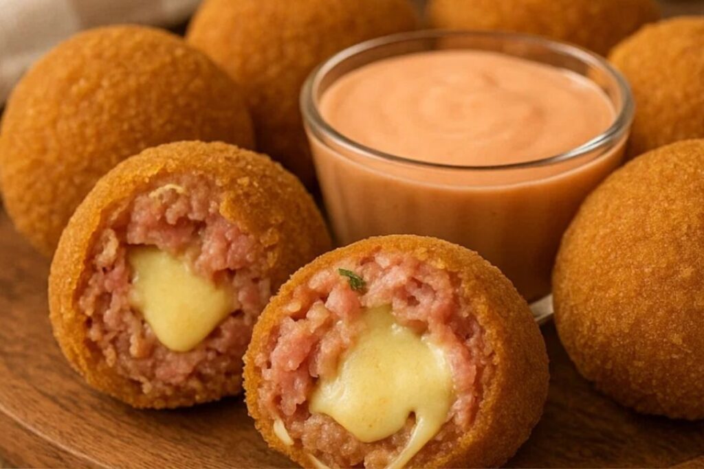 Bolinho Frito de Linguiça com Recheio de Queijo: uma explosão de sabor